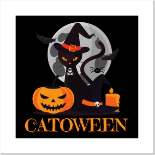 Catoween, cat halloween, happy halloween, cat lovers Posters and Art